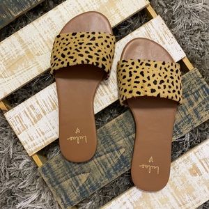 Lulus leather animal print slide/sandals